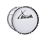 XDrum MBD-218 Marsch Bass Trommel, Fußball Pauke 18' x 12' (6,5 kg, 4 Ösen, Spannschrauben, inkl. Paar Schlägel, Tragegurte, Stimmschlüssel) weiß