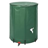 Regenfass, Regenfass, 26-Gallone Regenwasserfass, faltbar, PVC, tragbarer Wasserspeicher, Wasseraufnahmebehälter Filterkommen Überlauf Set für Garten und Garten