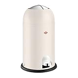 WESCO Kickmaster Junior Abfallsammler in der Farbe sand matt, pulverbeschichtetes Stahlblech, eingebauter Dämpfer, 12 Liter Volumen, Kunststoff-Einsatz, Einwurfklappe