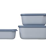 Mepal Multischale Cirqula Rectangular 3-teiliges Set - Mikrowellen Geschir - Geignet als Aufbewahrungsbox, Kuhlschrank, Gefrierschrank & Mikrowellengeschirr - 750, 1500 & 3000 ml - Nordic blue