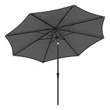 SONGMICS Sonnenschirm 340 cm, UPF 50+, Strandschirm, beidseitig um 30° knickbar, Sonnenschutz, mit Kurbel zum Öffnen/Schließen, für Terrasse, Balkon, Pool, ohne Ständer, grau GPU045G01