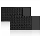 Thinkingwings 2er-Set Barmatte, 30 x 15 cm, Gummi-Abtropfmatte, Abtropfmatte für Geschirr, schnelles Trocknen von Gläsern, schwarz, für Bar, Club, Küche, Restaurants, Theken
