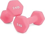 unycos - Kurzhanteln Neopren 2er Set von 2 kg, Rutschfest, Anti-Roll-Design, Bequemer Griff, Krafttraining, Fitness, Pilates, Training, Fitnessstudio, Gymnastikhanteln (Rosa)
