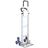 COSTWAY Sackkarre Treppensteiger 250 kg, Transportkarre Aluminium mit 2 Griffen & 6 Rädern, Treppensackkarre Staplerkarre Sackkarren für Fracht Lager Garage, 152 x 51 x 46 cm