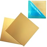 2 Stück Messingplatten, 15,2 x 15,2 cm, 0,3 mm dick Messingblech, keine Kratzer, mit Film befestigte Messingplatten