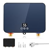 Elektrischer Durchlauferhitzer, 6000W 220V Mini Instant Elektro Wassererhitzer, Untertischboiler Dusche Heißwassersystem für Dusche Küche Garten, mit Ablesbarer Led-Temperaturanzeige