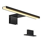 ERWEY 2 in 1 LED Spiegelleuchte 30CM IP44 Badleuchte LED Badlampe Schminklicht 230V Schrankleuchte warmweiß Aufbauleuchte Bad Klemmleuchte Wandleuchte (Schwarz 3000K 5W)