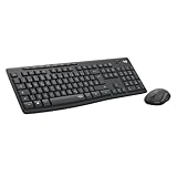 Logitech MK295 kabelloses Tastatur-Maus-Set mit SilentTouch-Technologie, Shortcut-Tasten, optischer Spurführung, Nano USB-Empfänger, verzögerungsfreier Drahtlosverbindung, QWERTZ layout - Schwarz