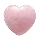 CrystalTears Handschmeichler Edelsteine Puffy Herz Rosenquarz Kristall Steinherz 45mm Healing Worry Stone (Rosa)