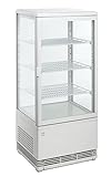 METRO Professional Kühlvitrine GGC2078, Gastro-Vitrine, weiß, 78 L, 2.4 kWh/24h Temperaturbereich 0°C - +12°C mit 3 verstellbaren Einlegeböden, LED-Oberlicht für Gastronomie, Bar, Restaurant