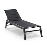 blumfeldt Renazzo Lounge Liegestuhl - Grey Edition, Sonnenliege, Gartenliege, 186 x 56 cm Liegefläche, höhenverstellbare Rückenlehne, Wasserabweisende und gepolstert, ComfortMesh, anthrazit