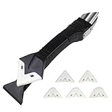 3 in 1 Silikon Entferner Werkzeug Kit, Entferner Schaber Dichtstoff Entfernung Werkzeug mit Edelstahlkopf, Silikon Fugenschaber, Silikon Glättungswerkzeug, mit 5 Austauschbaren Pads für Küche