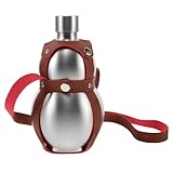 WESIEVYA Edelstahl Trinkflasche mit Pu schutzhülle und Trageband Robuste Gourd Flask für Wasser und Alkohol Dickwandige Feldflasche für Outdoor Wandern Leicht und Vielseitig für Männer und