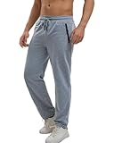 NANAMEEI Männer Sporthose Freizeit Jogginghose Herren Trainingshose mit Reißverschlusstaschen,Grau,L