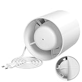 Milduall Kanal Rohrventilator 100mm, Inline-Abluftventilator Kanalventilator Rauchabzug Rohrlüfter 130m³/h, 34dB Leise für Bad Küche Gewächshaus Zelt Garage