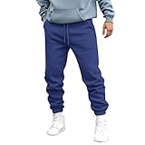 Herren-Jogginghose – elastische Taille, Lounge-Hose, Fitnessstudio, Kordelzug, Outdoor-Arbeitshose mit Taschen, Trainingshose für Herren, Kordelzug, Sweathose, Stretch-Sporthose, blau, L