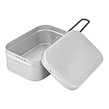 Generisch Mittagsdosen, Klappbare Griffe Aluminium Brotdose, Leichtes Essensbehältnis Mit Deckel Campinggeschirr Für Wandern, Picknick & Büro