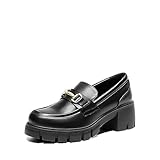DREAM PAIRS Damen Mokassins Klassische Loafer Bequeme Slippers Business-Schuhe mit Dicker Sohle,Size 39,Schwarz,SDLS2321W