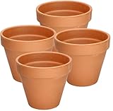 KOTARBAU® 4er Set Blumentopf aus Terrakotta ⌀ 15 cm Übertopf mit Rand für Innenräume und Gärten