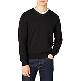 Amazon Essentials Herren Pullover mit V-Ausschnitt (in Übergröße erhältlich), Schwarz, L