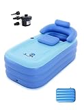 Five liters Aufblasbare Badewanne Erwachsene Groß mit Elektropumpe | Stabile 3-Kammer Tragbare Faltwanne für Innnen & Außen | Spa, Bad, Balkon, Camping