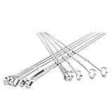 GANAZONO 10 Stück Flache Grillspieße aus Dickem Edelstahl 35cm Gebogene Haken Wiederverwendbare Edelstahlspieße für Outdoor Grillen