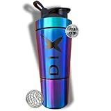 DIX - Protein Shaker 750 ml - Aus Edelstahl mit 60 g Fach für Pulver - Sportflasche - BPA-frei (MEHRFARBE)