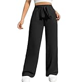 Sommerhose Damen Leicht Baumwolle Leinenhose Damen Sommer Palazzo Hose Mit Gürtel Leichte Strandhose Weites Bein Freizeithose Locker High Waist Stoffhose Baggy Lässige Damenhosen