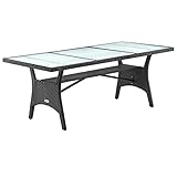 Casaria® Polyrattan Gartentisch 190x90x74cm mit Ablage Glas...