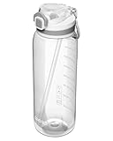 Opard Peak 1000 ml Trinkflasche mit Strohhalm, BPA-frei, Auslaufsichere Flasche mit Klappdeckel