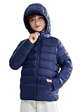maoo garden Mädchen Jungen Winter Puffer gefälschte Daunenjacke Kinder leichter packbarer Kapuzenmantel Marineblau 152