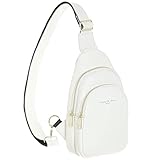 INICAT Kleine Umhängetasche, Leder, modische Umhängetasche, Reisetasche, Brusttaschen für Damen, Yak Leather-7006 Weiß, Small