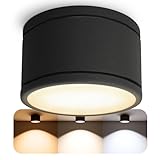 SSC-LUXon CELI-WX LED Aufbauspot schwarz IP44 flach rund - Badstrahler 230V - 3CCT Lichtfarbe warmweiß neutralweiß kaltweiß - GX53 Deckenlampe 3W