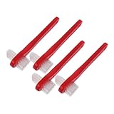 DIYEAH Prothesenbürste Doppelseitig 4 Stück Rot mit Ergonomischem Griff für Erwachsene zur Prothesenreinigung und Reisegebrauch