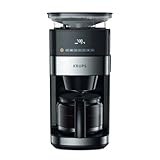 Krups KM8328 Grind Aroma Kaffeemaschine mit Mahlwerk | 24-Stunden-Timer | 180 g Bohnenbehälter | 1,25 L Fassungsvermögen für bis zu 15 Tassen Kaffee | Auto-Off-Funktion | 3 Mahlgrade | Schwarz