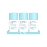 Biotherm Deo Pure Roll-On, 48 H Antitranspirant, wirksamer Schutz vor Schweißgeruch, Deo-Stick für empfindliche Haut und alle Hauttypen, wirkt pflegend und beruhigend, 75 ml (Packung mit 3)