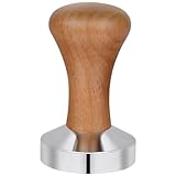 Vicloon Kaffee Tamper,Tamper 51mm mit Holzgriff,kaffeestempel Edelstahl,Espresso Tamper, Solid Heavy, Barista Style-Dunkelbraun