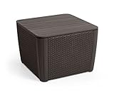 Allibert by Keter Gartentisch Luzon Plus flat wicker, graphit, Deckel abnehmbar, mit Stauraum, Kunststoff, flache Rattanoptik, wetterfest