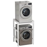 iondelce Waschmaschinenregal, Waschmaschinenschrank, Höhenverstellbar Waschmaschinenständer, Tragfähigkeit 250 kg für Badezimmer Küche Balkon Waschküche (Weiß (ohne ausziehbare Ablage))