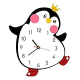 rockible Cartoon Pinguin Wanduhr Aus Holz, Batteriebetrieben, Dekorativ, 24,9 X 30 cm, Heimdekoration für Das Esszimmer, Langlebig