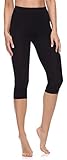 Merry Style Damen Leggings 3/4 Capri Leggings Damen aus Baumwolle Capri Sportleggings MS10-199 (Schwarz, L)