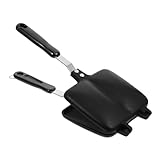 CRILSTYLEO Toastpfanne opiekacz do kanapek sanwichmacker pankek pfanne pancake pfannen swor doppelte Seitenpfanne Sandwich-Pressgrill Toaster grillrost Snackpfanne Kochpfanne Aluminium Black