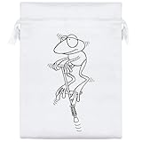 Azeeda 20cm 'Frosch auf einem Pogo-Stick' Satin Zugbeutel/Beutel (SB00000300)