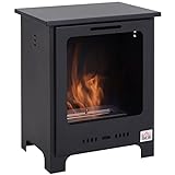 HOMCOM Ethanol-Kamin Bio-Ethanol-Brenner 0,9 L 3 Stdn. Brenndauer kein Rauch Metall 40 x 30 x 50 cm