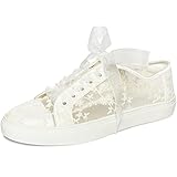 JIAJIA 8835 Hochzeitsschuhe Braut Turnschuhe Wohnungen Braut Tennisschuhe Spitze Turnschuhe Farbe Elfenbein,Größe 38 EU (5 UK)