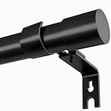 Venwemong Gardinenstange Schwarz Vorhangstangen Ausziehbar Curtain Rod Erstellbare Länge mit Kappenknäufen für Esszimmer, Schlafzimmer, Wohnzimmer oder Küche, 90-180CM