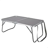 AKTIVE Klappbarer niedriger Tisch, 60x40x25 cm, Anthrazit, Mit Sicherheitsschloss, Aluminiumstruktur, Tischplatte aus MDF-Holz, Tragkraft 20 kg, Griff und Tragegurt, Camping- und Strandzubehör (63015)