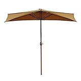 SDdPulse Regenschirme Khaki, halber Sonnenschirm, Wand für Garten, Terrasse, Balkon, kleine Terrasse, halbrund, rund mit Kurbel, 2,7 m (Khaki 270 cm)