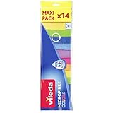 Vileda Mikrofaser Allzwecktücher Colors, Reinigungstücher zur trockenen und feuchten Anwendung, 100% Mikrofaser-Material, 30 x 30 cm, Mehrfarbig, Maxi-Pack, 14er-Pack