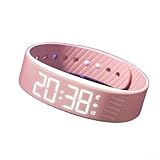 Risveglio Vibrationsalarm-Erinnerungs-Uhr mit Stoppuhr und Entfernungsmessung, leise Vibration zum Aufwachen, kompatibel mit Fitness-Überwachung, Weiß (Rosa)